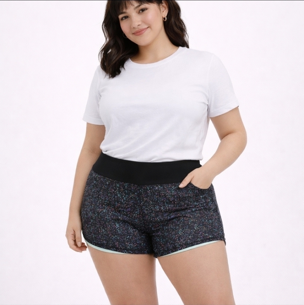 MPG Women's Black and Multicolor Speckled Shorts